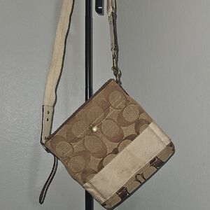 Coach Brown and Cream Crossbody Bag